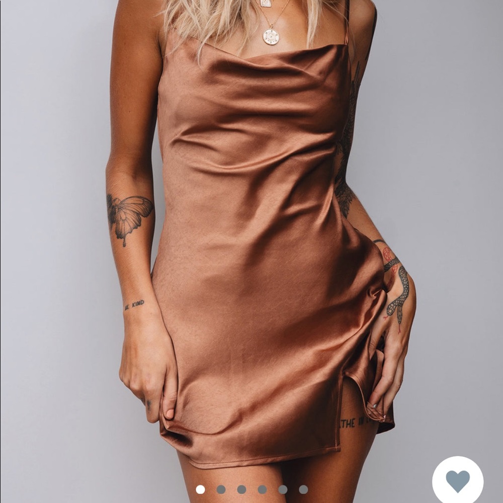 Brown satin mini dress, size 4